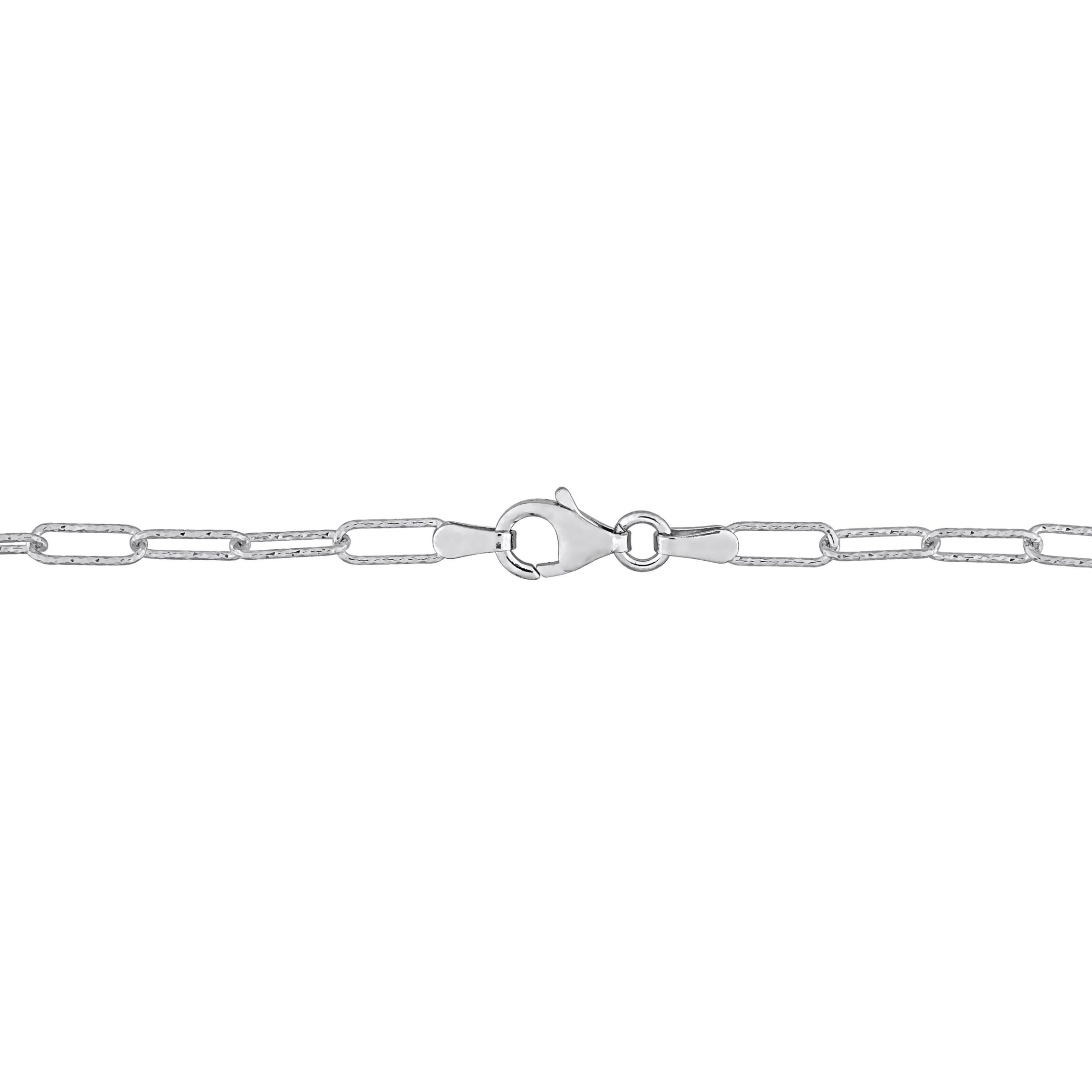 3mm Fancy Paperclip Chain Anklet in Sterling Silver