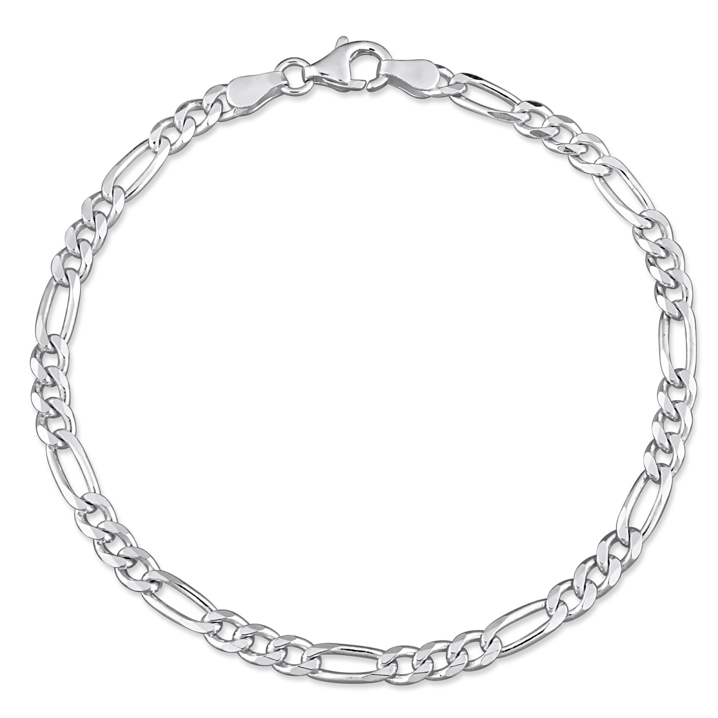 3.8mm Figaro Chain Anklet in Sterling Silver