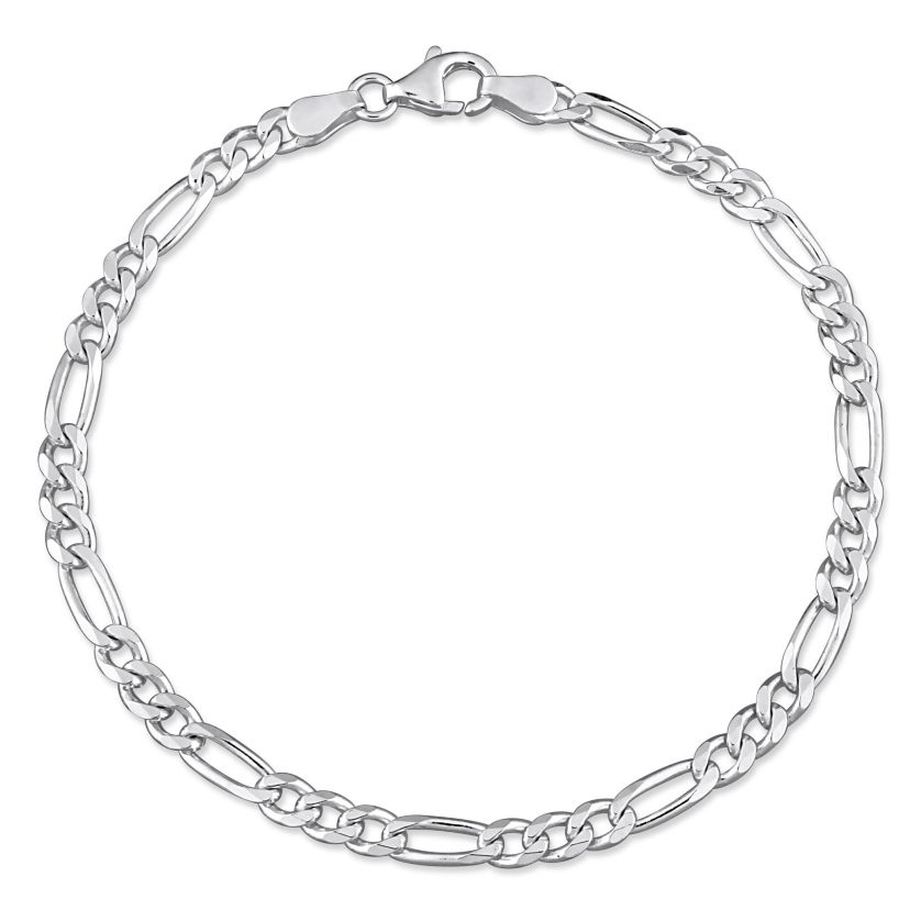 3.8mm Figaro Chain Anklet in Sterling Silver