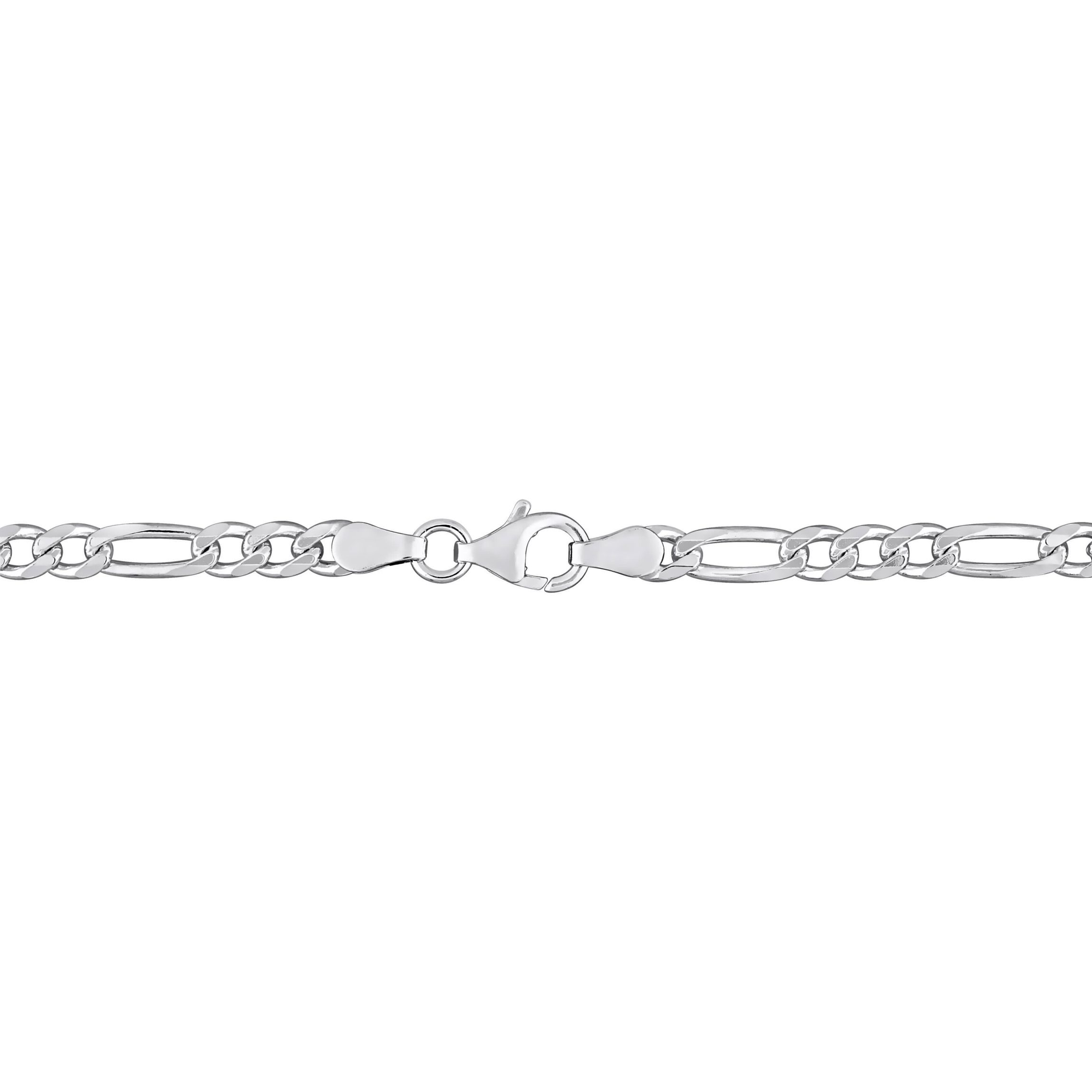 3.8mm Figaro Chain Anklet in Sterling Silver
