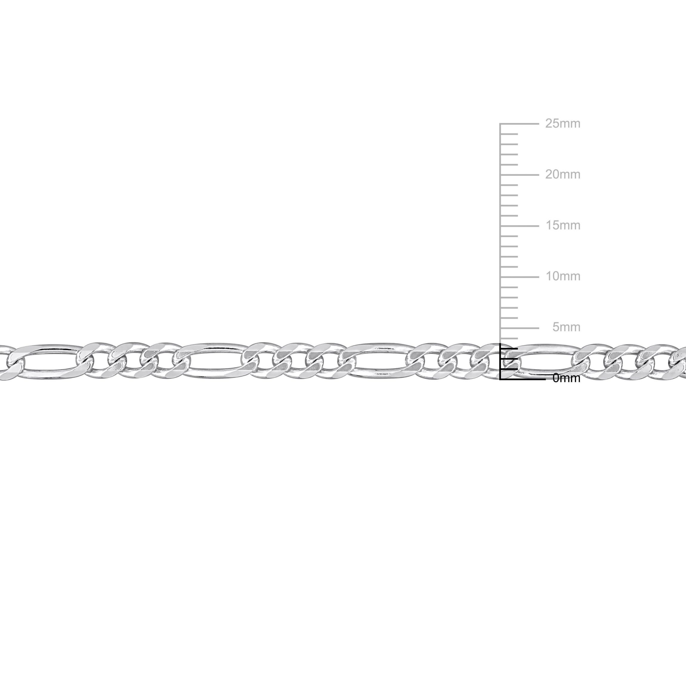 3.8mm Figaro Chain Anklet in Sterling Silver