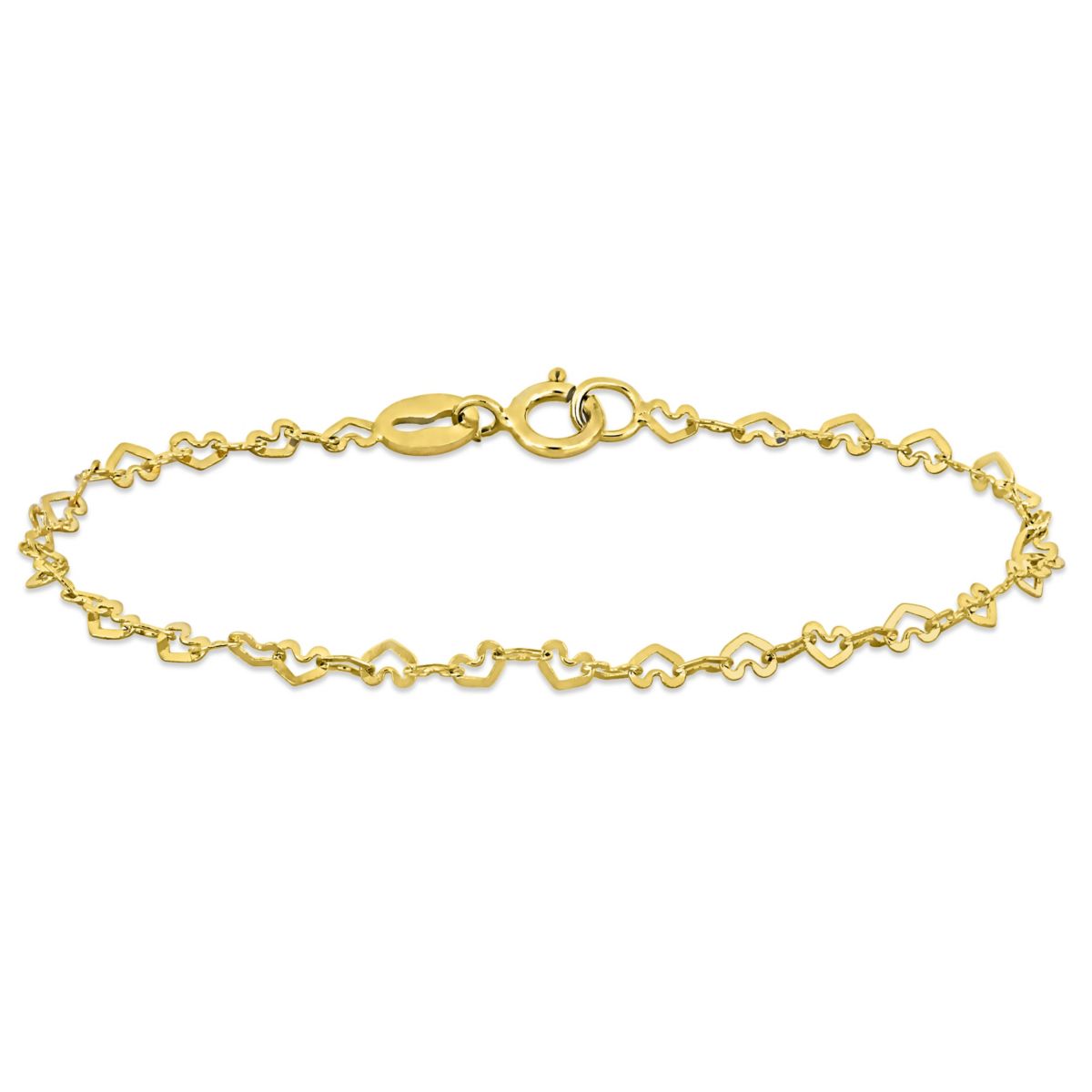 2mm Heart Link Baby Bracelet in 14K Yellow Gold