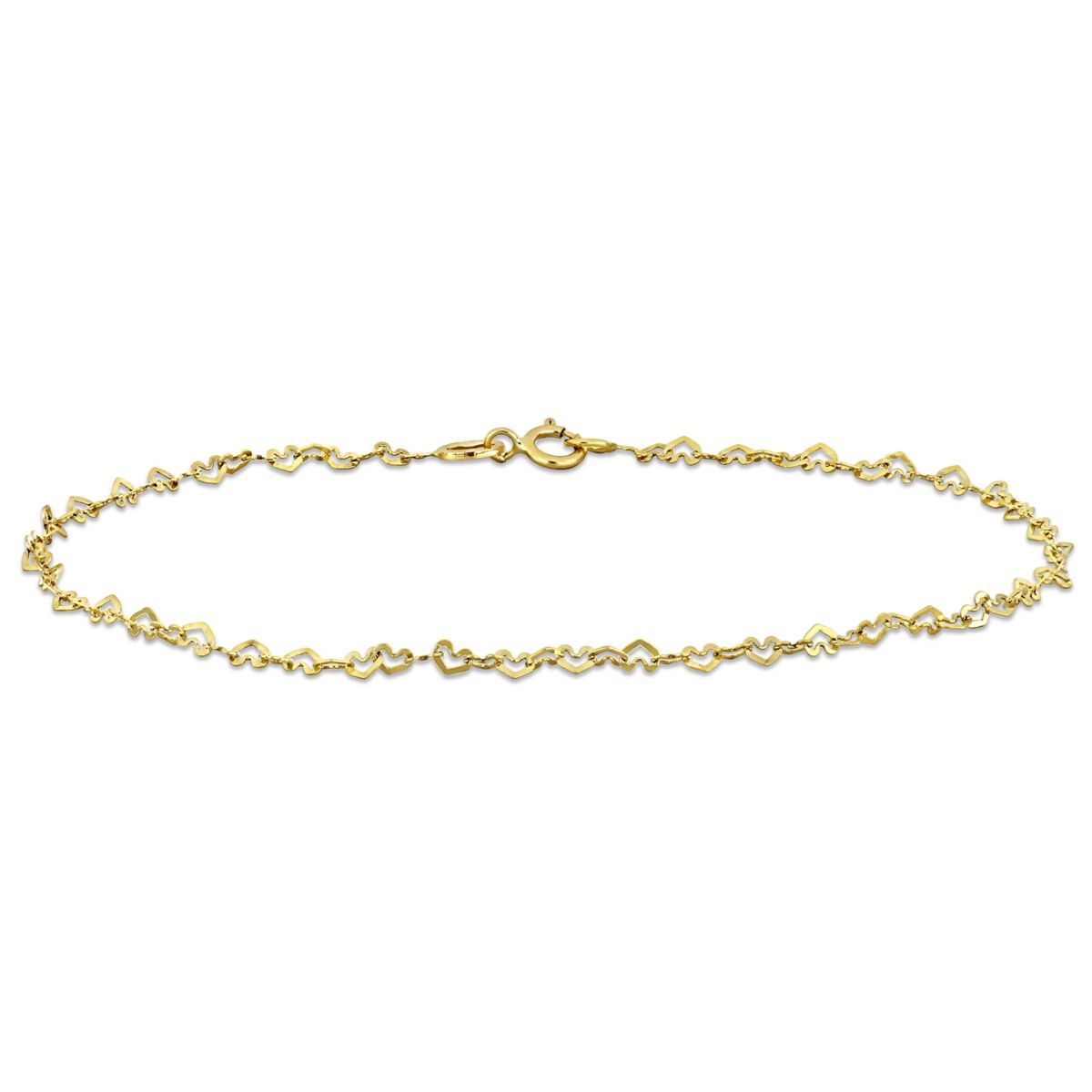 2mm Heart Link Bracelet in 14K Yellow Gold