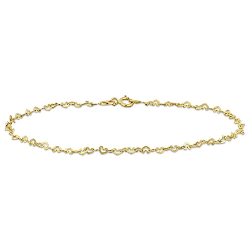 2mm Heart Link Bracelet in 14K Yellow Gold