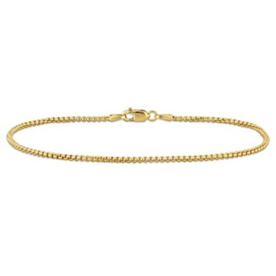 Belk & Co 1.6mm Round Box Link Bracelet in 10K Yellow Gold, 15 in