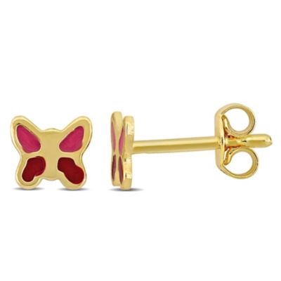 Belk & Co Butterfly Stud Earrings in 14K Yellow Gold