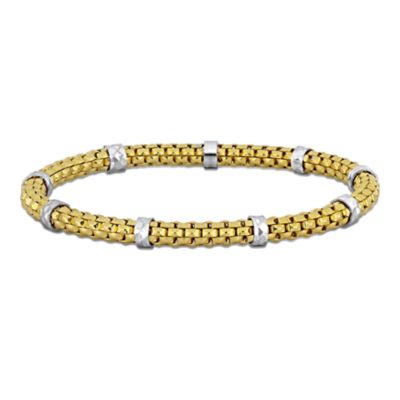 Haylee Jewels 4mm Station Bracelet in Two-Tone Silver - 7 in