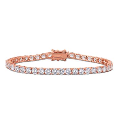 Haylee Jewels Cubic Zirconia Tennis Bracelet in Rose Plated Sterling Silver - 7.5 in, Pink