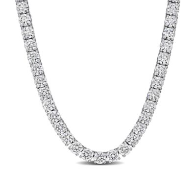 Haylee Jewels 46.35 ct. t.g.w. Cubic Zirconia Tennis Necklace in Sterling Silver-17 in