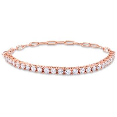 Haylee Jewels Cubic Zirconia Tennis Bracelet in Rose Brass - 7.5in, Pink