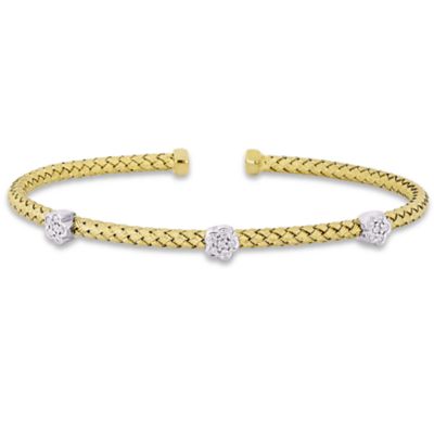 Haylee Jewels Cubic Zirconia Open Station Bracelet in Two-Tone Silver - 7.5 in