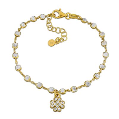 Haylee Jewels 4 Leaf Clover Charm Bracelet in Two-Tone Silver - 6.5" + 1" Ext
