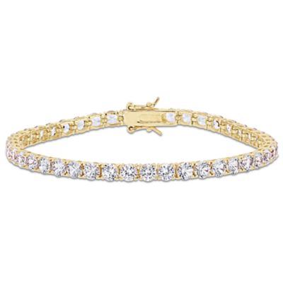 Haylee Jewels Cubic Zirconia Tennis Bracelet in Yellow Plated Sterling Silver - 7.5 in