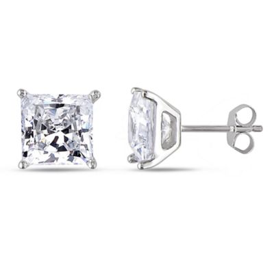 Haylee Jewels Cubic Zirconia Earrings in Sterling Silver, White