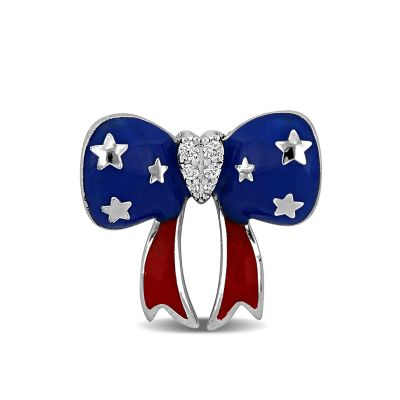 Haylee Jewels White & Red Cubic Zirconia Pin in Brass