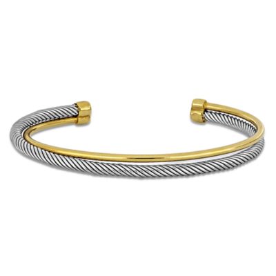 Haylee Jewels 5.5mm Twist Double Row Bangle in Two-Tone Sterling Silver