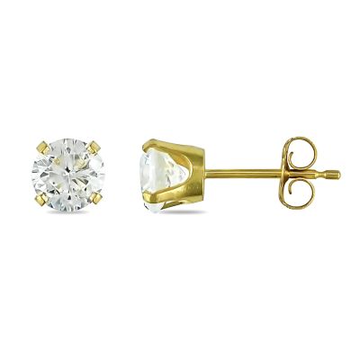 Haylee Jewels 2 ct. t.g.w. Cubic Zirconia Solitaire Earrings in 10k Yellow Gold