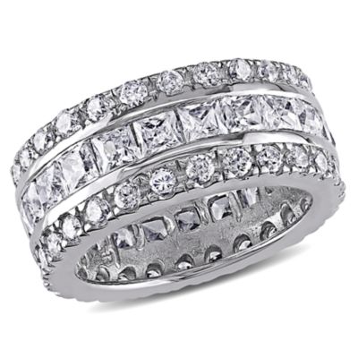 Haylee Jewels 9 ct. t.g.w. Cubic Zirconia Wide Full-Eternity Band in Sterling Silver, White, 5