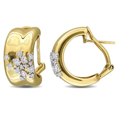 Haylee Jewels 1.33 ct. t.g.w. White Cubic Zirconia Hoop Earrings in Yellow Brass