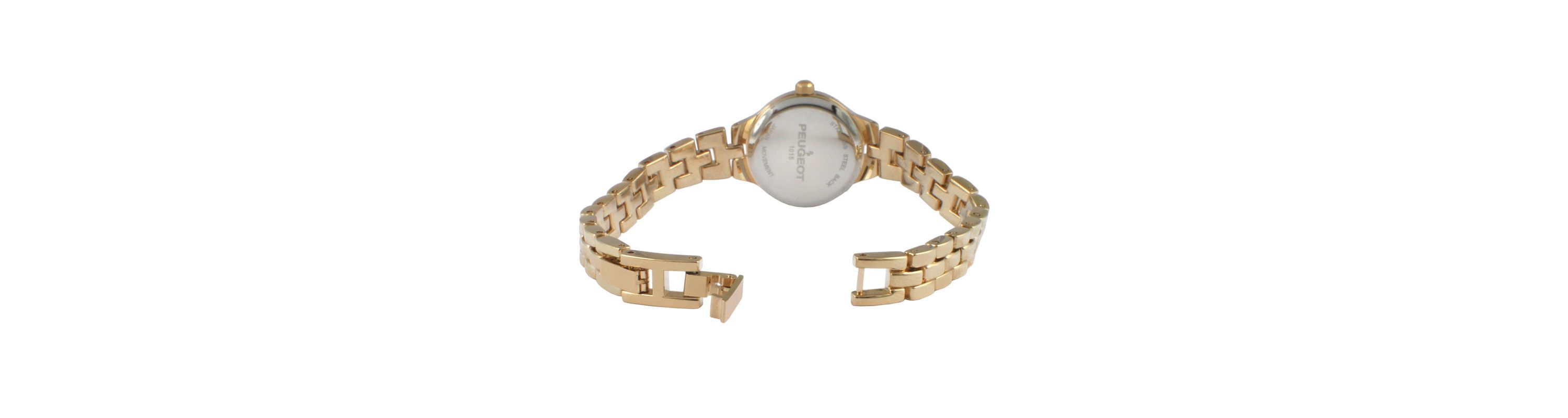 Peugeot Womens Small Face Gold-Tone Link Watch with Gold-Tone Metal Bracelet