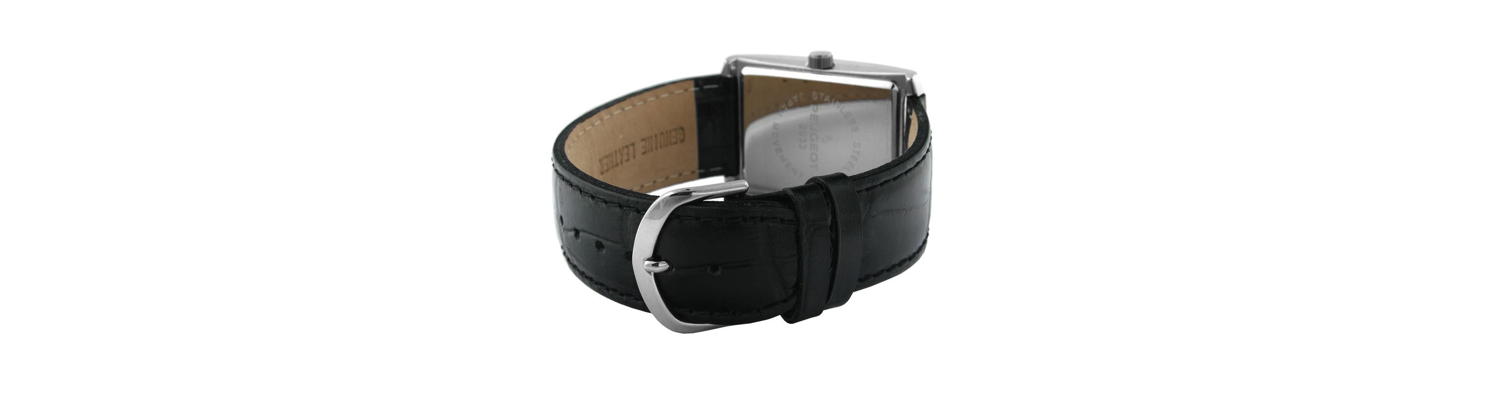 Peugeot Mens 30X40mm Gold Tank Shape Watch with Black Strap
