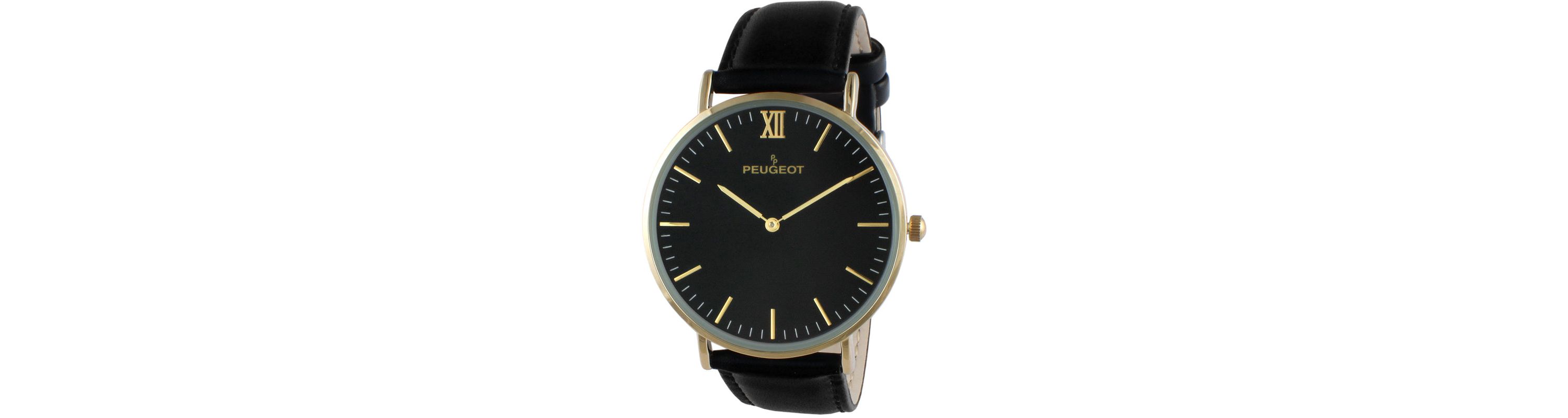 Peugeot Mens 40mm Black Dial Super Slim Leather Strap Watch