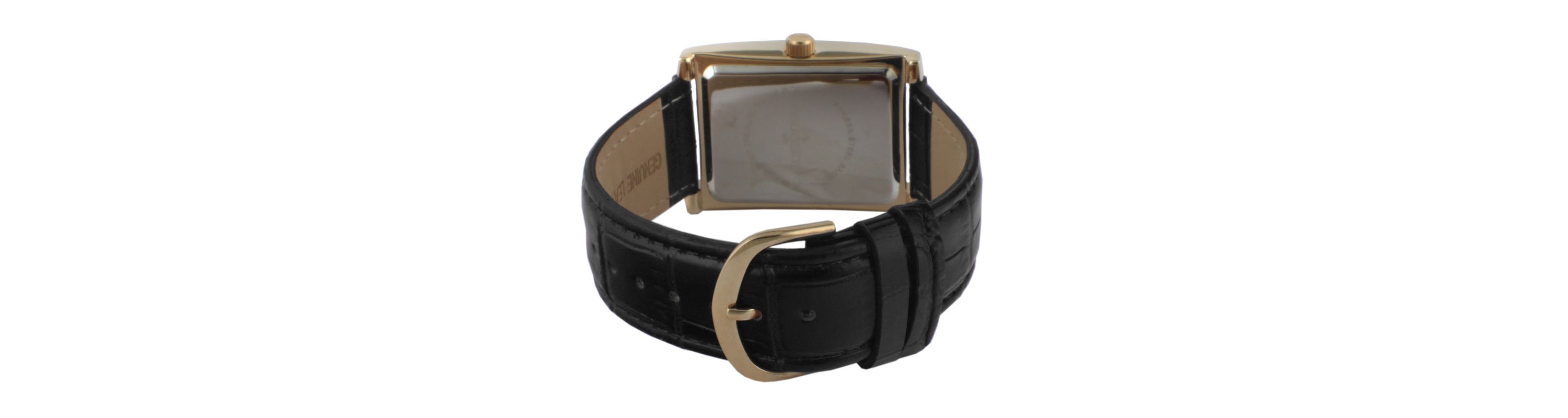 Peugeot Mens 43x30 mm Black Vintage Tank Leather Strap Watch