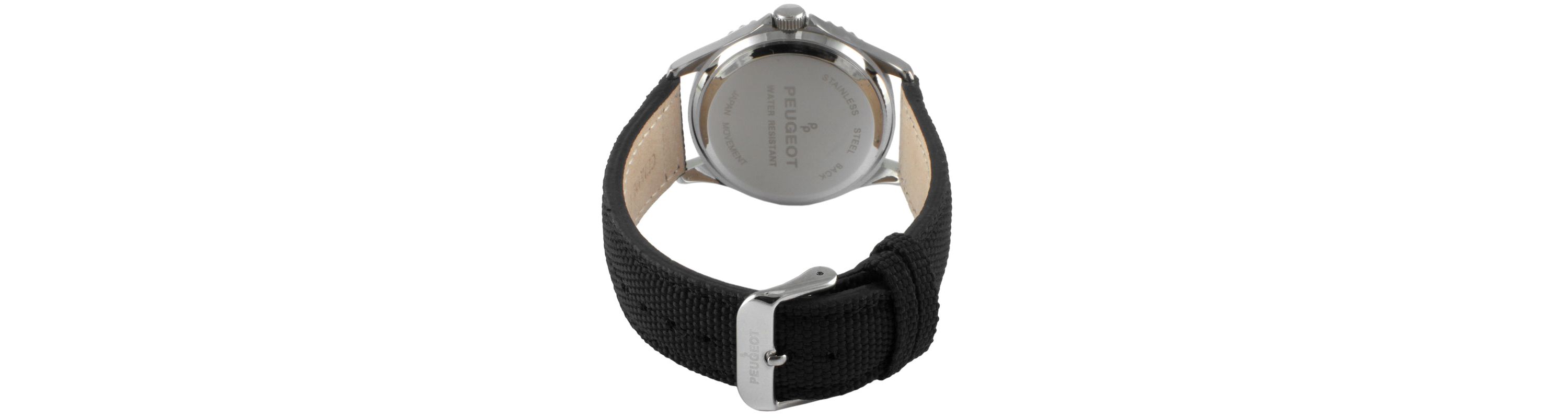 Peugeot Mens Sport Bezel Watch with Yellow Dial and Black Canvas Strap