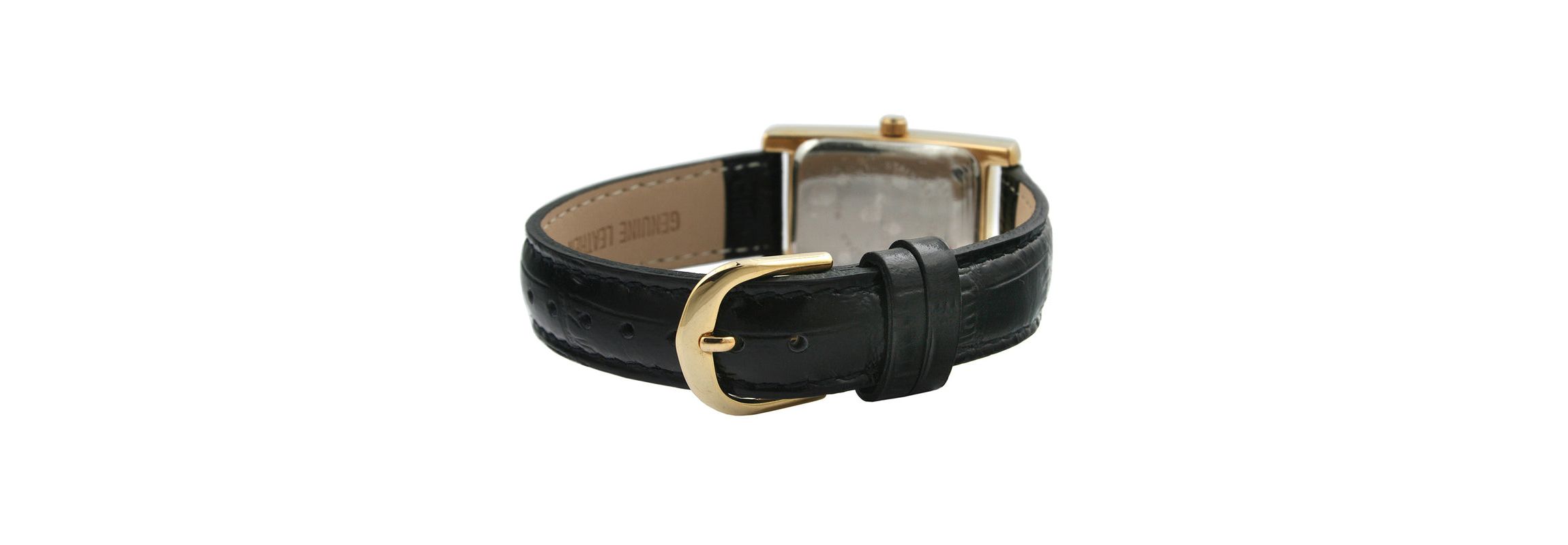 Peugeot Womens 34x20mm Contour Dress Watch Black Leather Strap