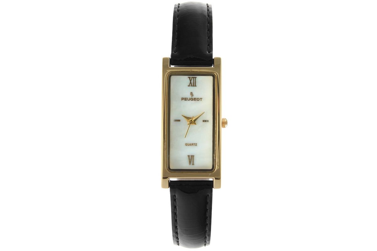 Peugeot Women 36x18mm Watch Glossy Black Leather Strap