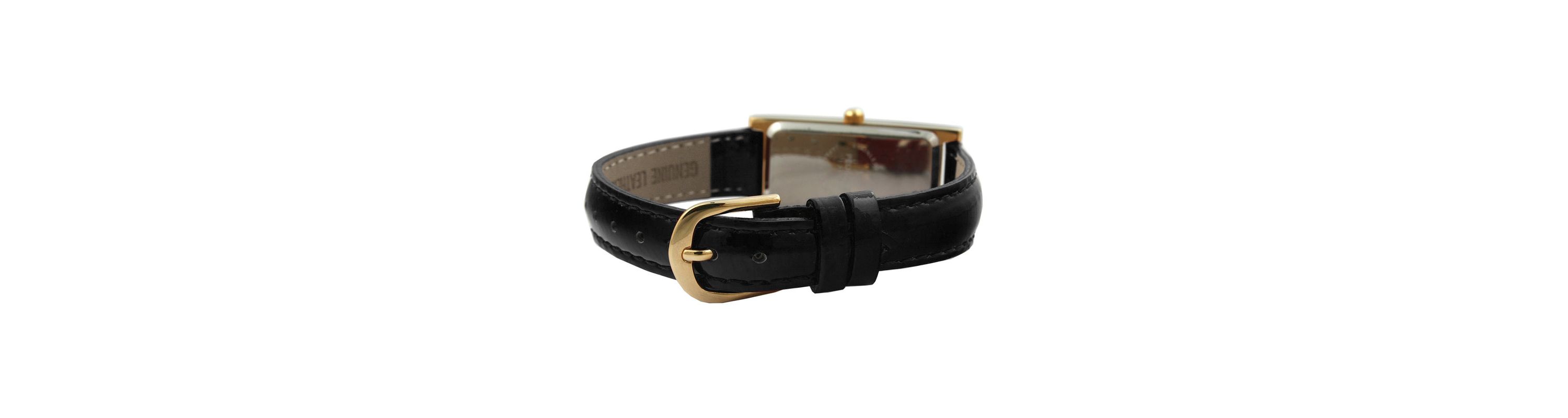 Peugeot Women 36x18mm Watch Glossy Black Leather Strap