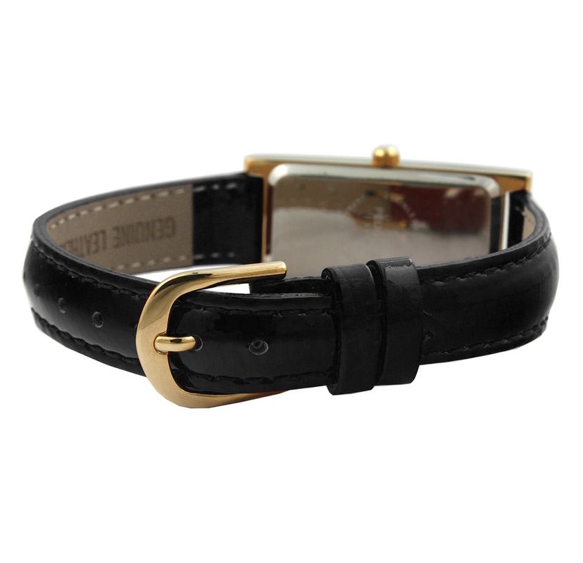 Peugeot Women 36x18mm Watch Glossy Black Leather Strap