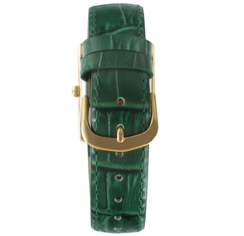 Peugeot Womens Tank Watch Roman Dial Green Strap