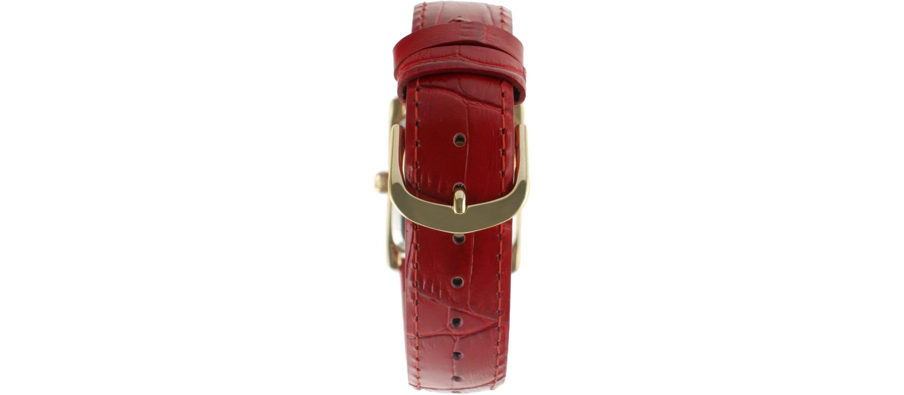 Peugeot Womens Tank Watch Roman Dial Red Leather Strap