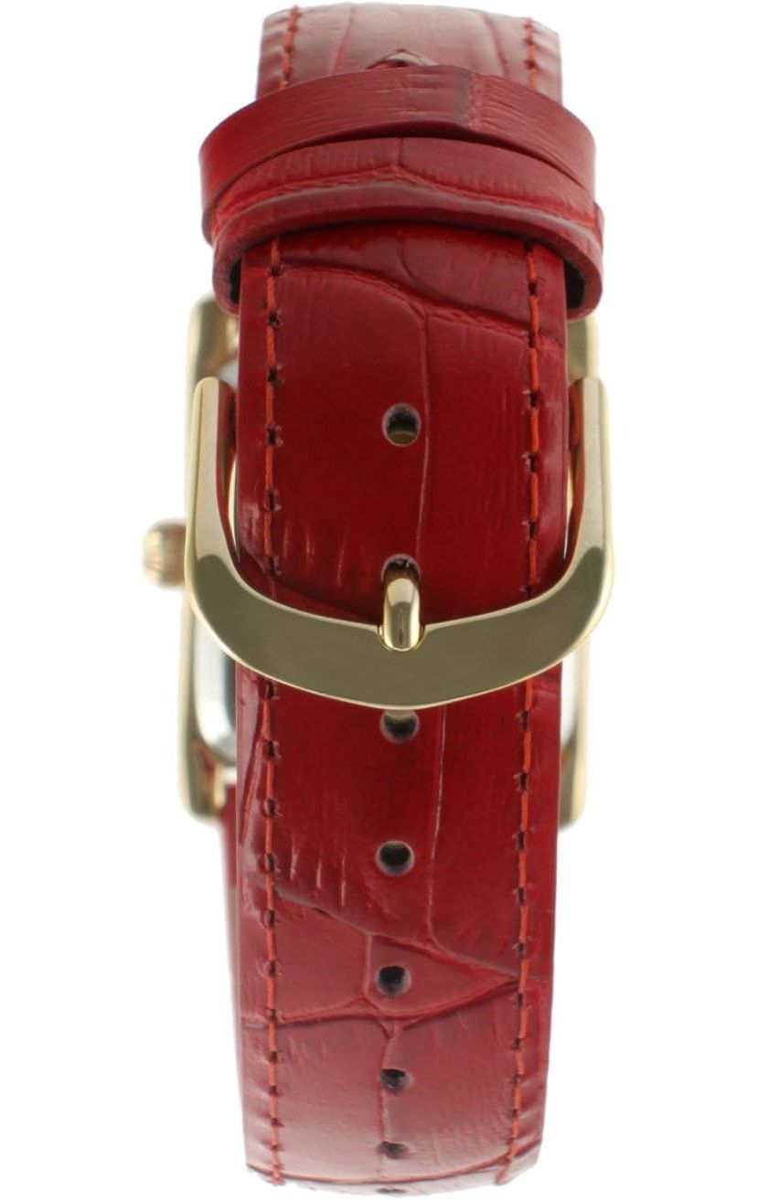 Peugeot Womens Tank Watch Roman Dial Red Leather Strap