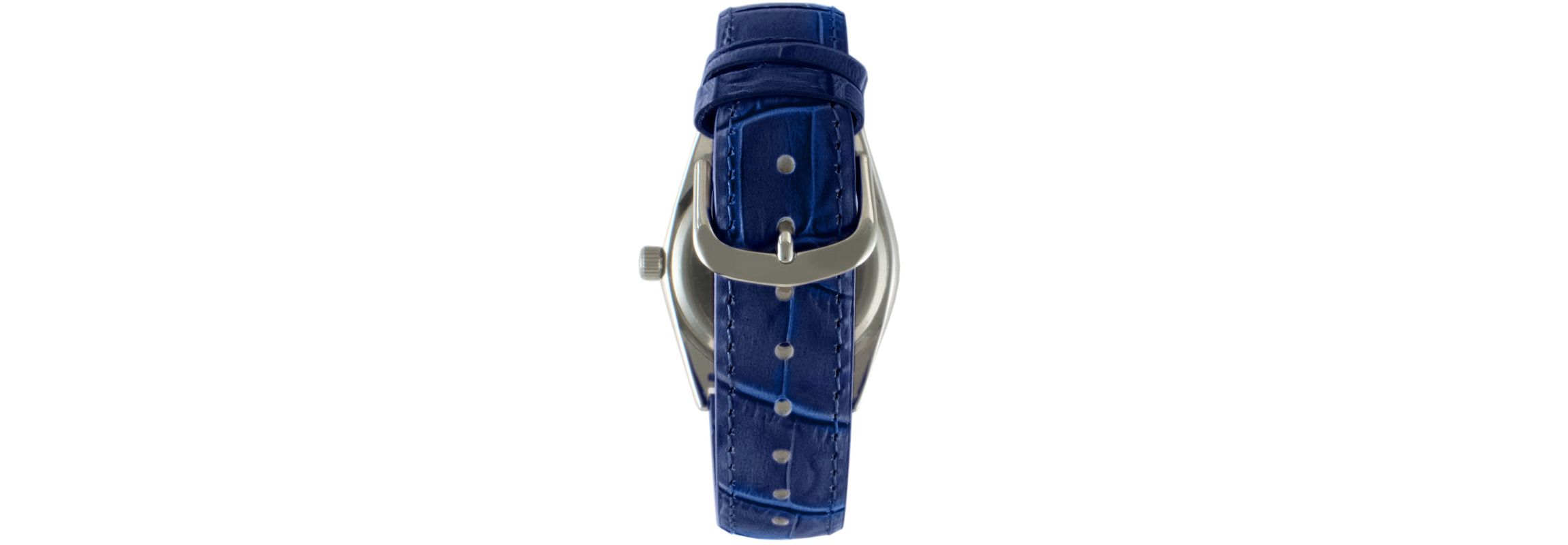 Peugeot Womens 36mm Blue Fluted Bezel Watch with Leather Strap