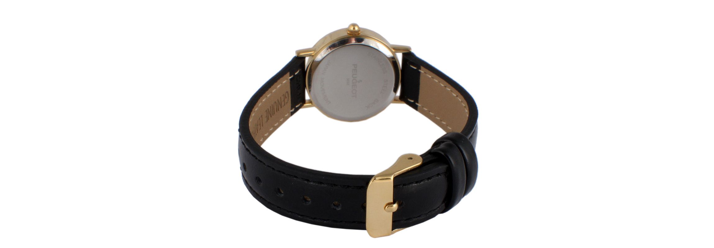 Peugeot Womens Classic Easy Read Black Watch with Black Leather Strap