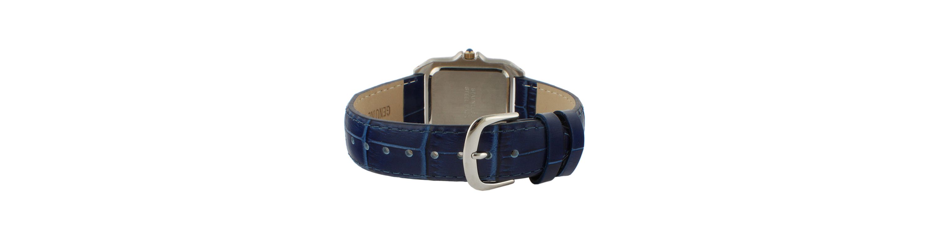 Peugeot Womens Watch 36mm Square Tank Shape Blue Leather Strap Watch