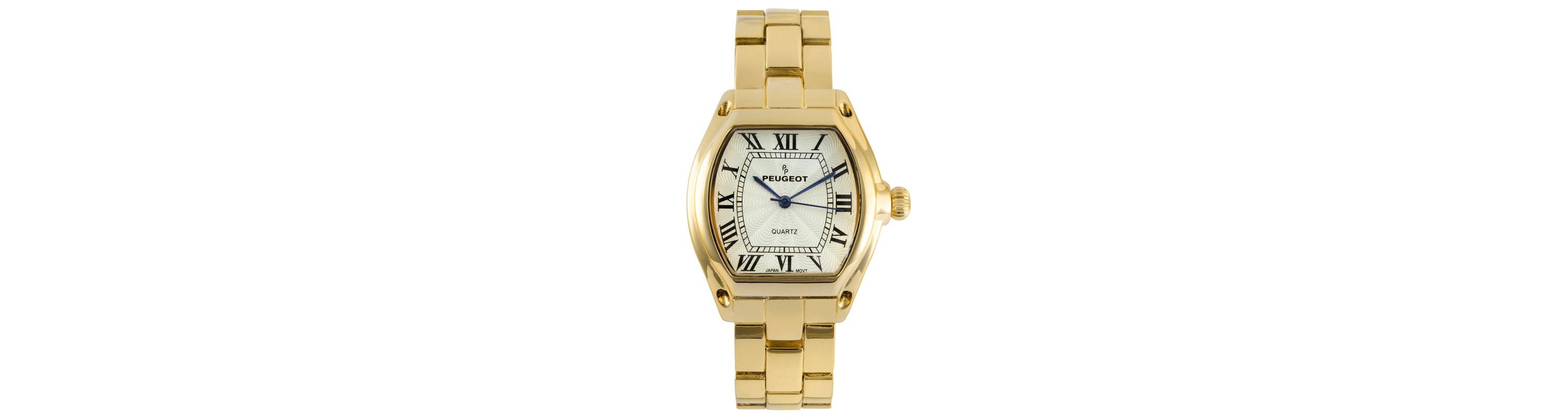 Peugeot Womens Gold Status Bracelet Watch 36x33mm Barrel Shape Roman Dial