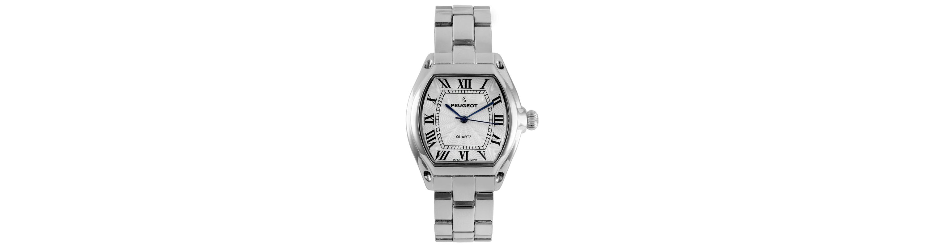 Peugeot Womens Silver Status Bracelet Watch 36x33mm Barrel Shape Roman Dial