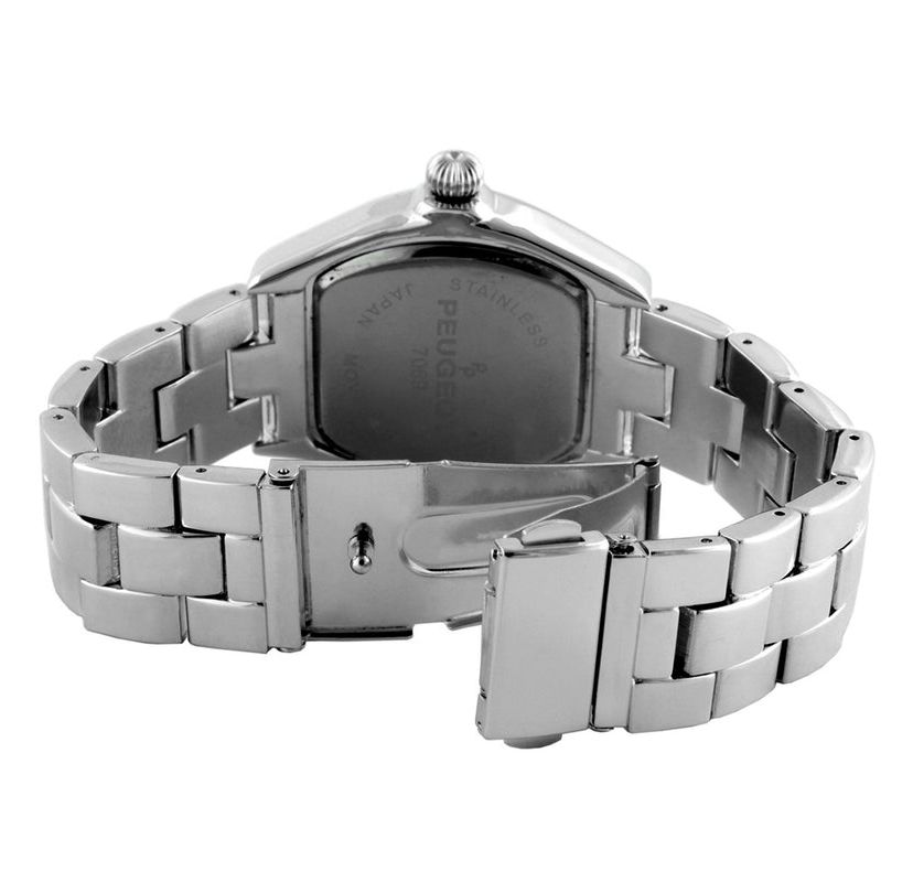 Peugeot Womens Silver Status Bracelet Watch 36x33mm Barrel Shape Roman Dial
