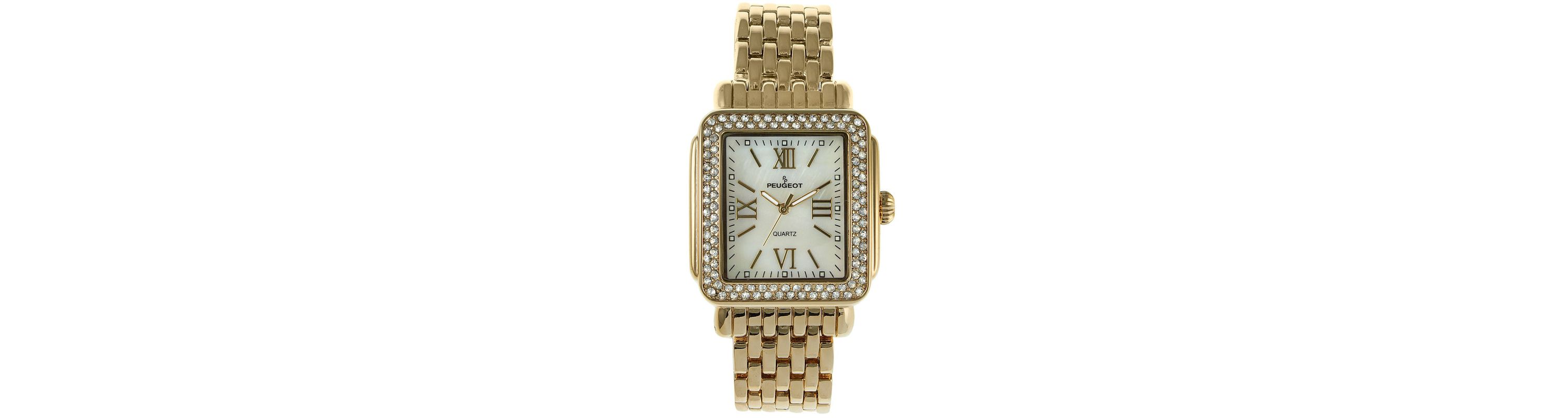 Peugeot Womens 36X30mm Gold Tank Bracelet Watch Panther Link Bracelet