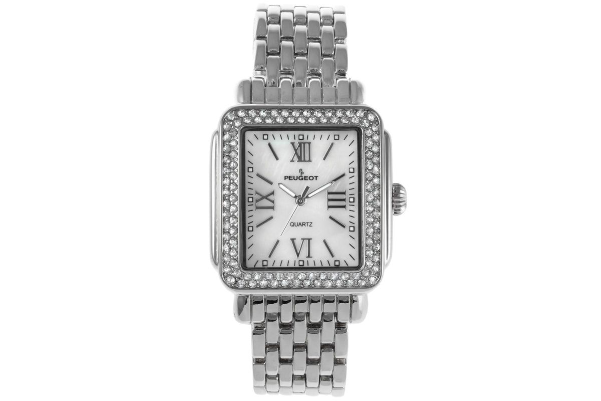 Peugeot Womens 36X30mm Silver Tank Bracelet Watch Panther Link Bracelet