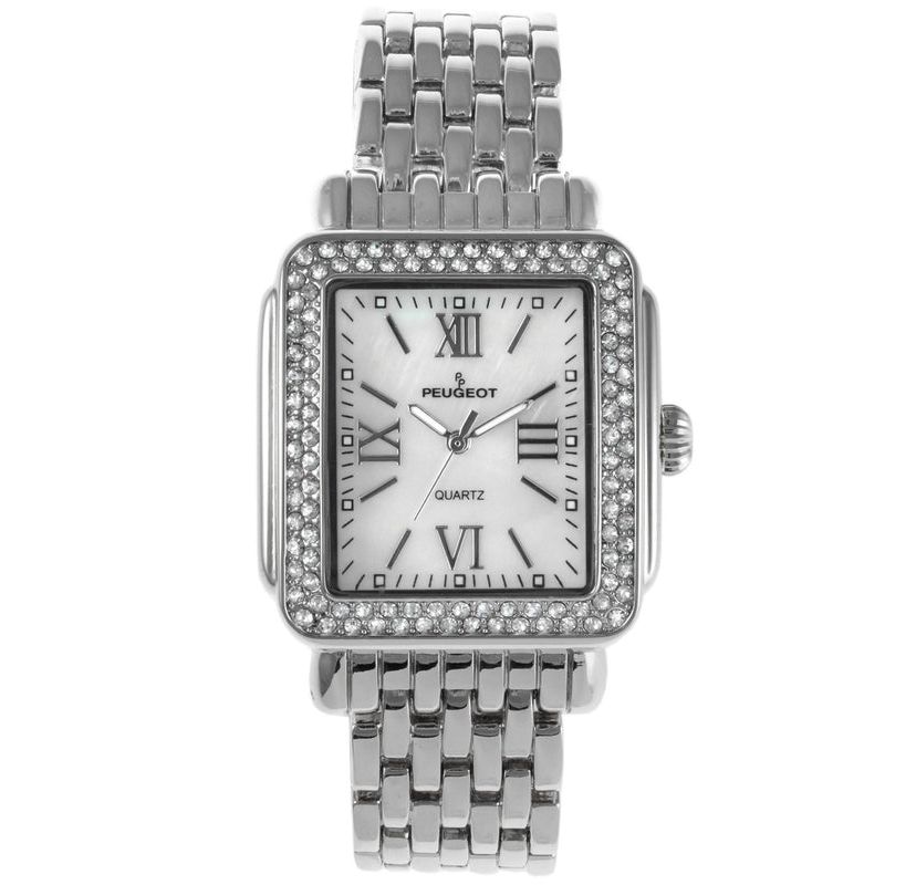 Peugeot Womens 36X30mm Silver Tank Bracelet Watch Panther Link Bracelet