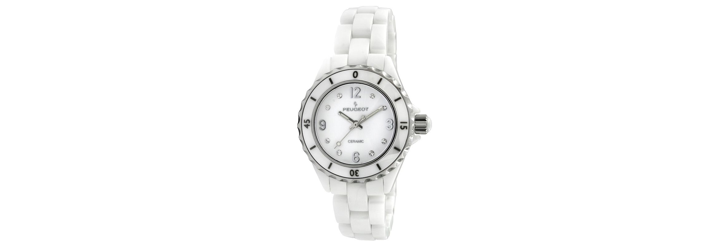 Peugeot Womens 36mm White Genuine Ceramic Watch with Sport Bezel