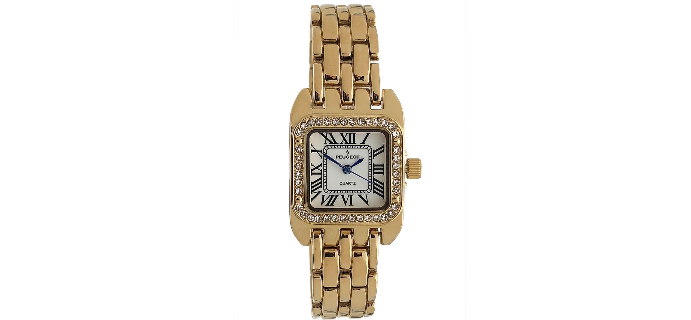 Peugeot Womens  24mm Gold Tank Panther Link Bracelet Watch