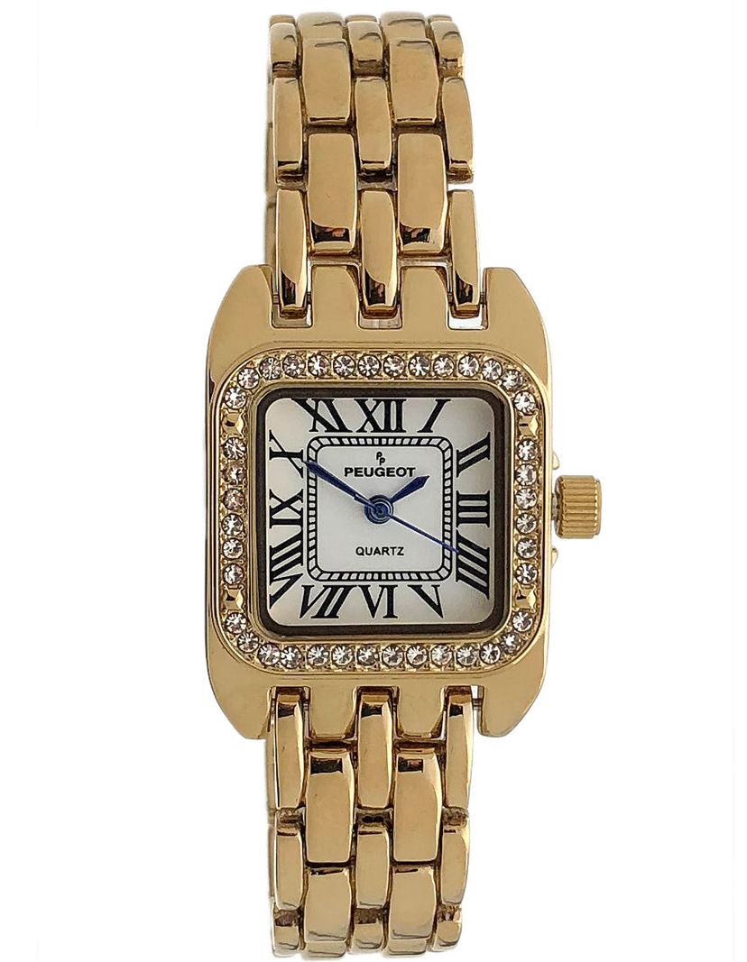 Peugeot Womens  24mm Gold Tank Panther Link Bracelet Watch