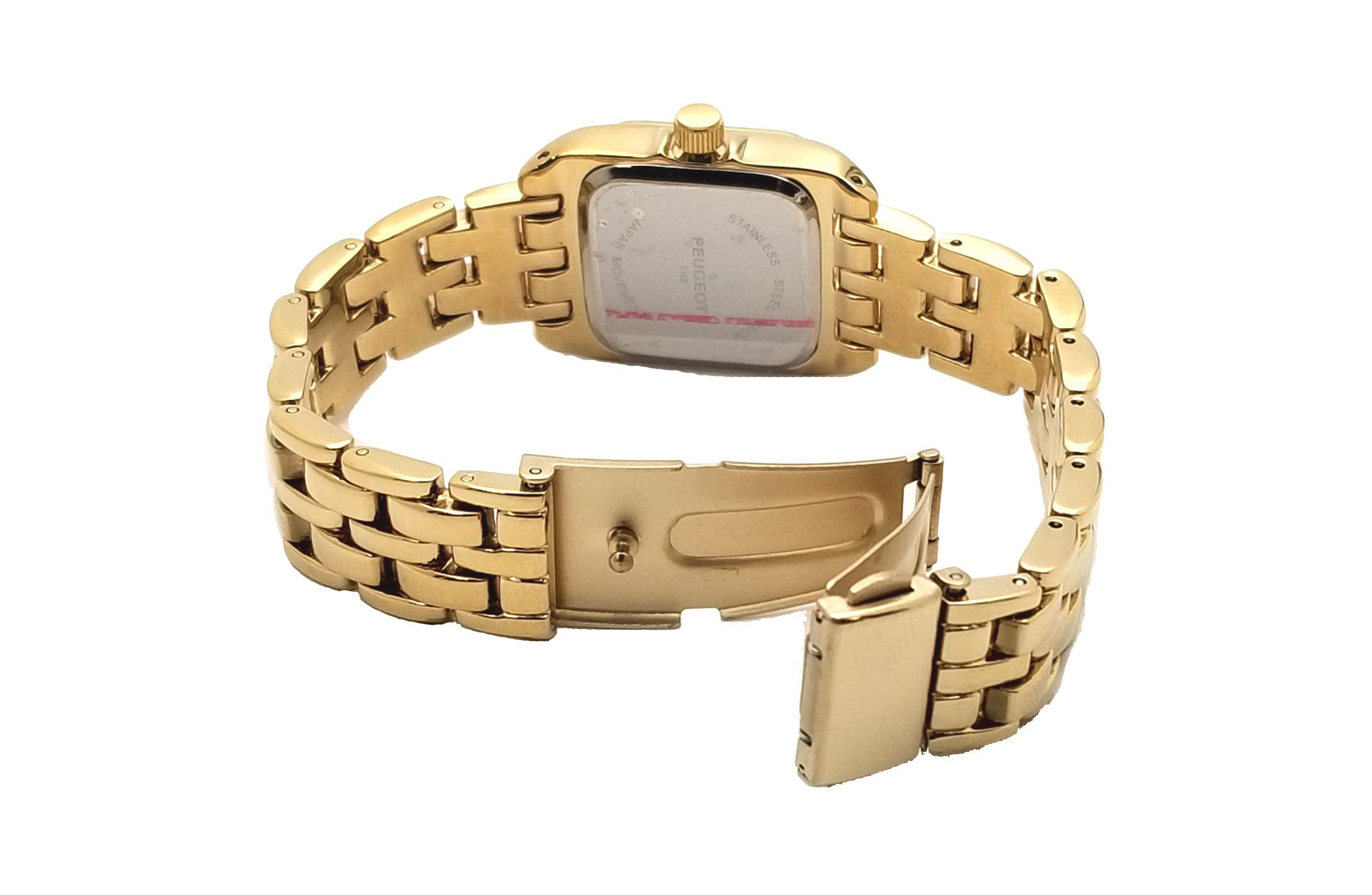 Peugeot Womens  24mm Gold Tank Panther Link Bracelet Watch