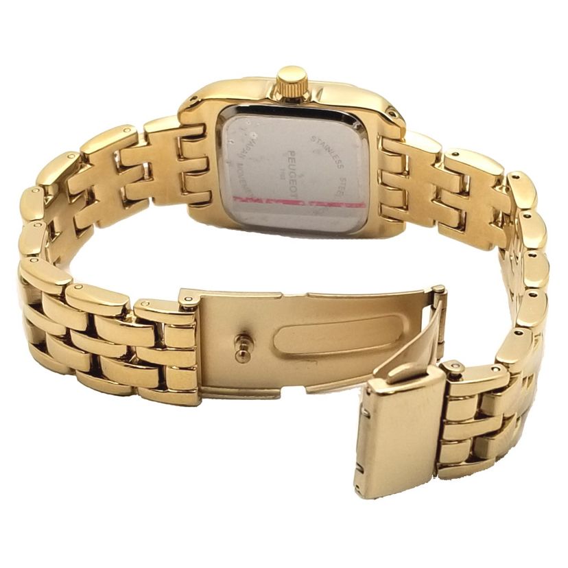 Peugeot Womens  24mm Gold Tank Panther Link Bracelet Watch