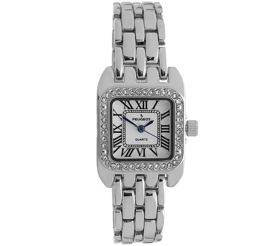 Peugeot Womens  24mm Silver Tank Panther Link Bracelet Watch